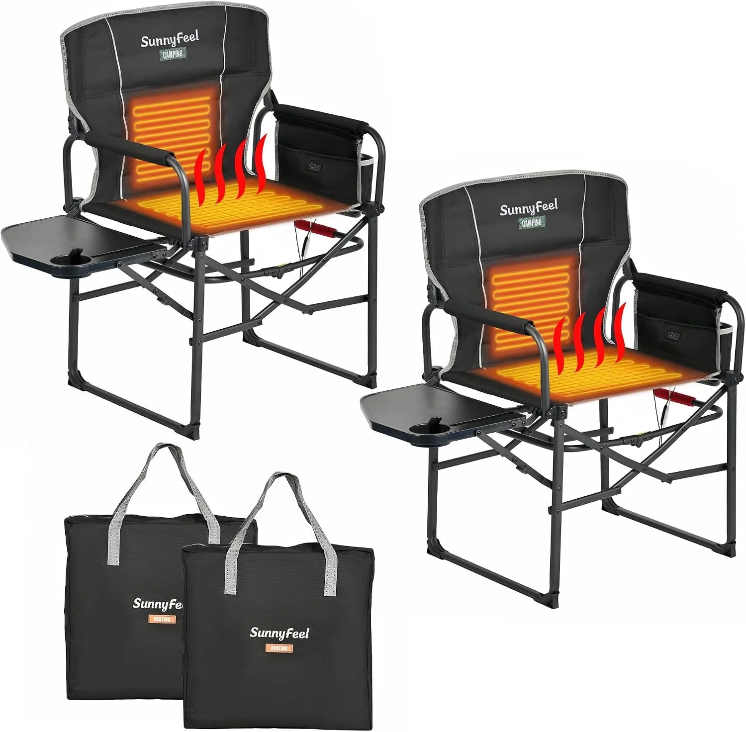 Special SUNNYFEEL Camping Directors Chair, Heavy Duty, Oversized Portable Folding Chair with Side Table - Image 15