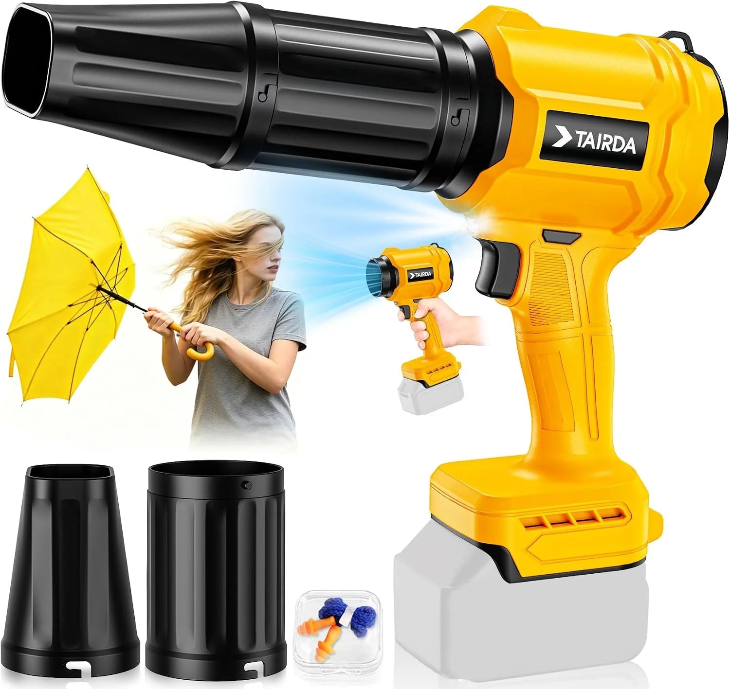 Special TAIRDA Cordless Leaf Blower Compatible for Dewalt 20V Battery(NO Battery), Mini Turbo Jet Blower with 2 Nozzles - Image 4