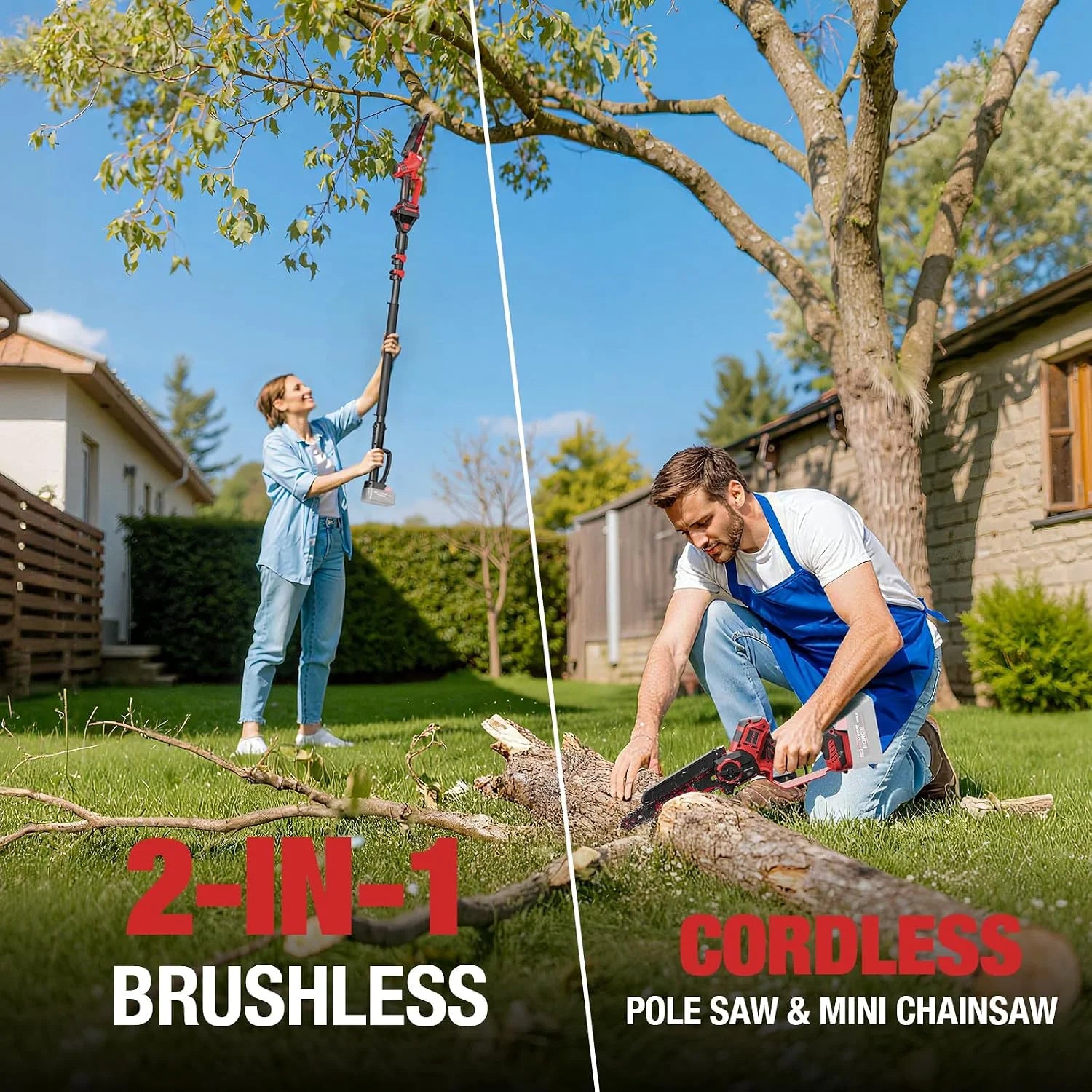 Special 2-IN-1 Cordless 8-Inch Pole Saw & Chainsaw for Milwaukee M18 Battery – 1200W Brushless Motor, Total Reach of Max 15.9 FT - Image 3