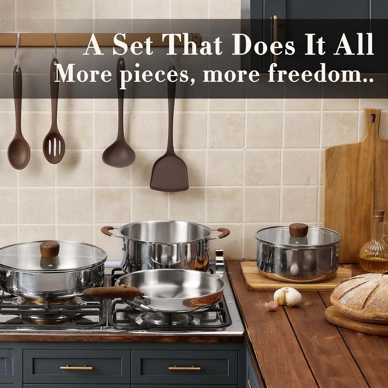 Special 19pcs Stainless Steel Cookware Set with Detachable Handle, Pots and Pans Set - Image 7
