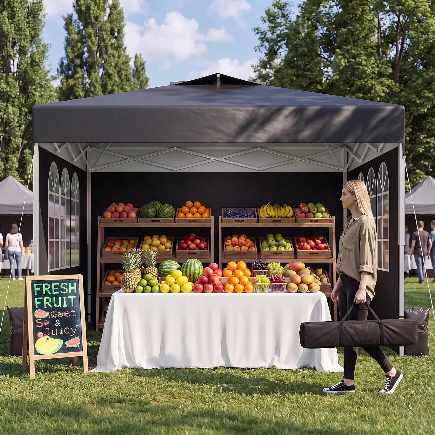 Special Ponevora 10x10 One Push Pop Up Canopy Tent with Vented Roof, White - Image 4