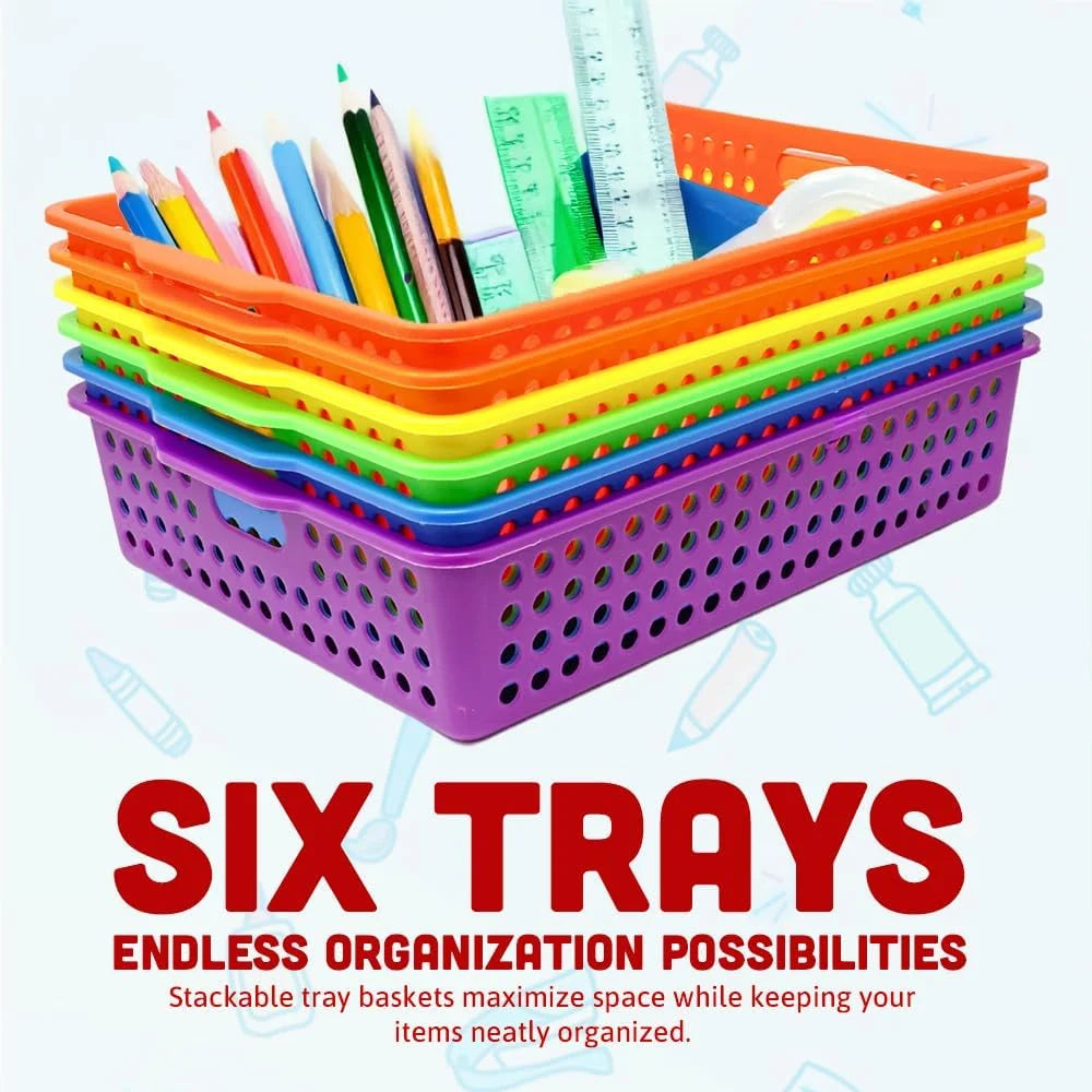 Special Colorful Plastic Classroom Storage Bins 13.75 X 10.25 for Organizing A4 Papers Trays, Turn In Containers - Image 2