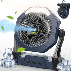 Alternative view of Special Ausic Portable Misting Fan, Outdoor Rechargeable Fan, LED Light, Hook, 35H