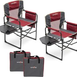 Special SUNNYFEEL Camping Directors Chair, Heavy Duty, Oversized Portable Folding Chair with Side Table