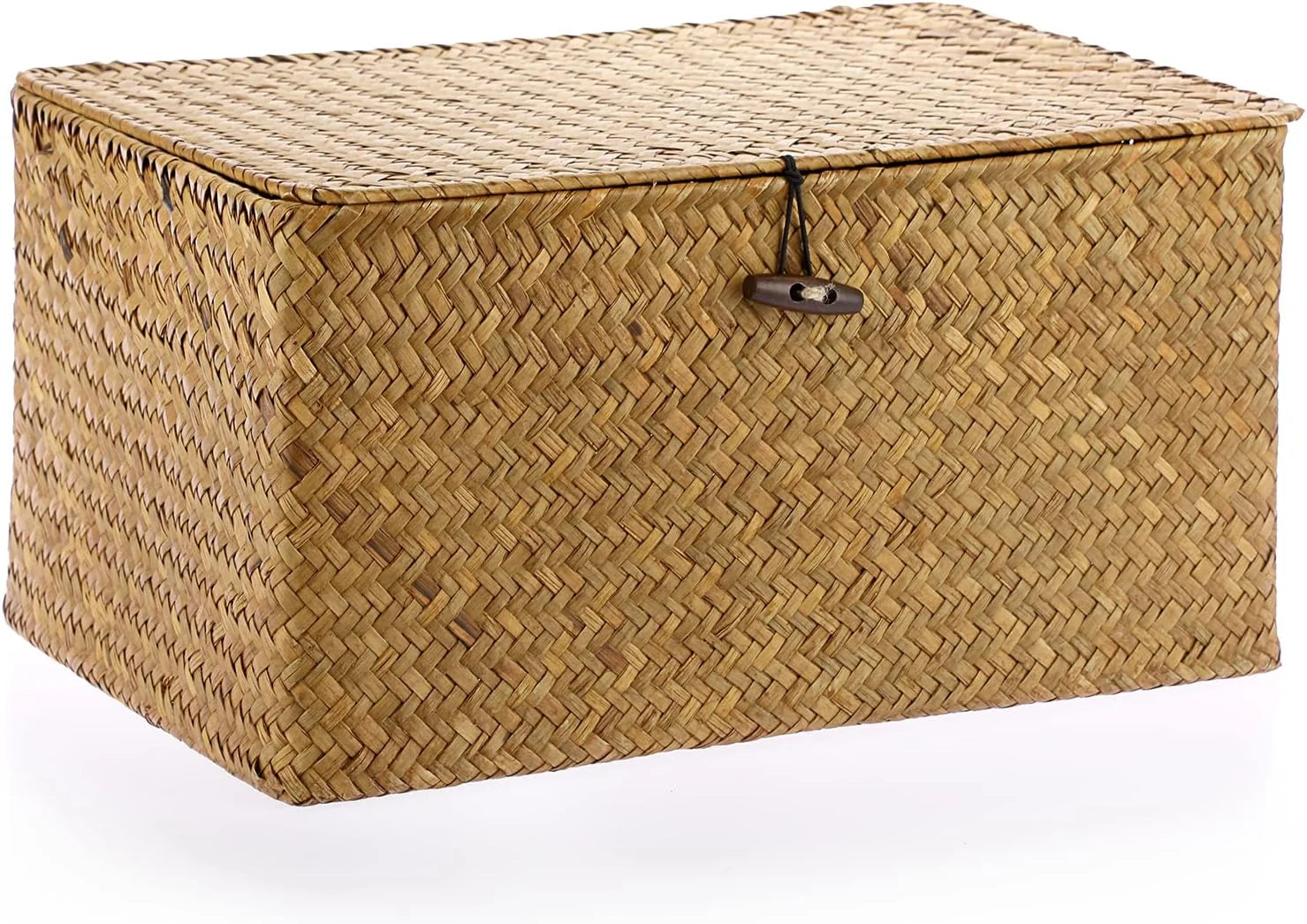 Special Shelf Baskets Bin with Lid Large Handwoven Basket Box, Coffee, Natural Seagrass Storage Baskets - Image 17