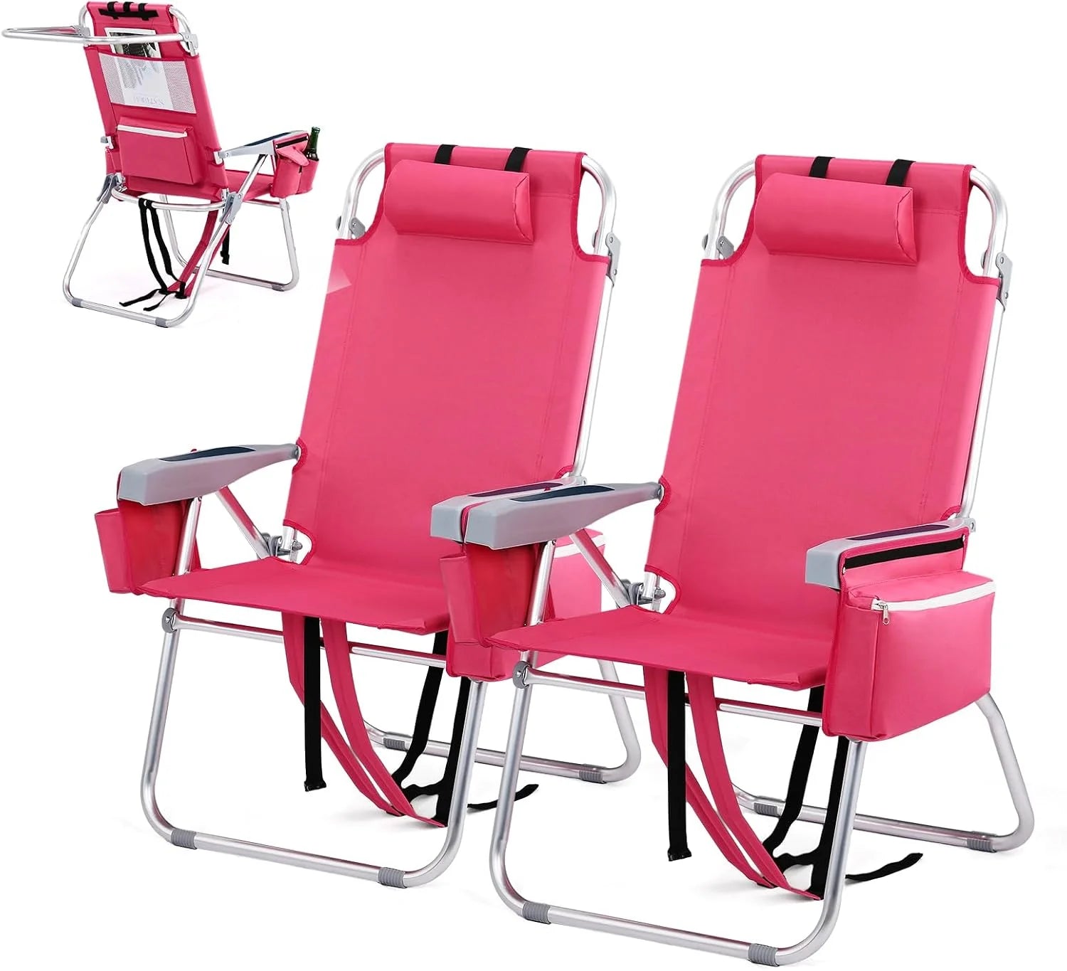 Special Tall Beach Chair 2 Pack Lightweight, Backpack Beach Chair for Adults with 5-Position, Lightweight Folding Beach - Image 2
