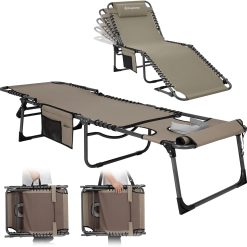 Special Lounge Chair with face Hole & Canopy Shade, 400LBS Folding Portable Tanning Chair with face Hole