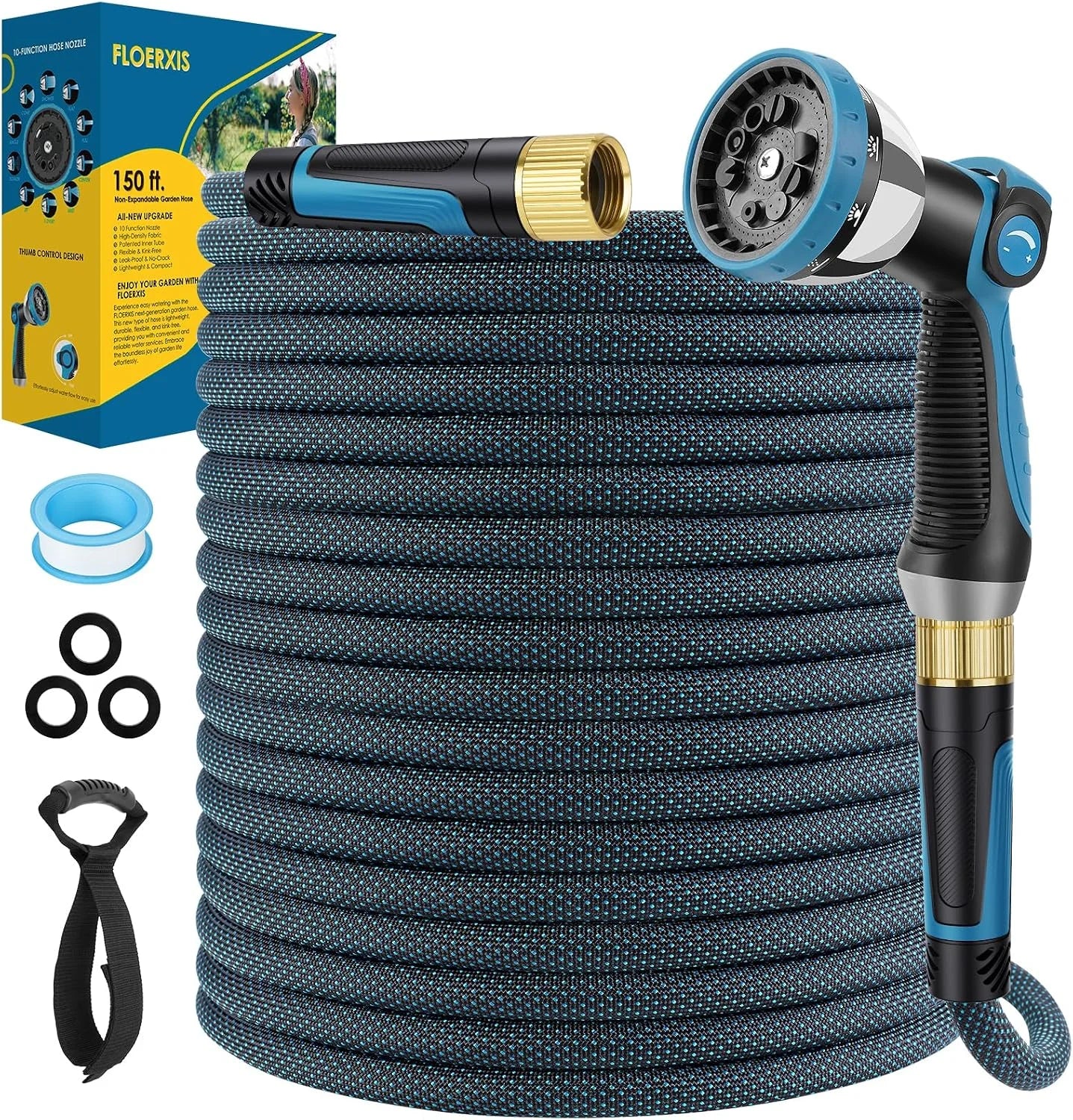 Special Non-Expandable Garden Hose 100 FT, Lightweight Hose with 10 Function Spray Nozzle, 360° Swivel Connectors - Image 8