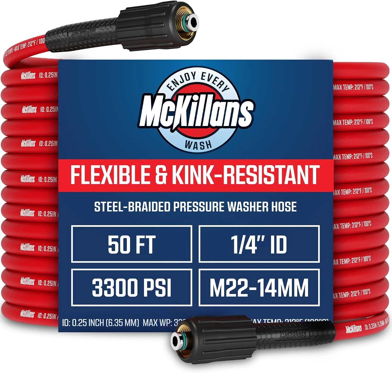 Special QC Installed Pressure Washer Hose 50 ft, Flexible & Kink-resistant, Steel-Braided & Durable- 3/8 QC - Image 3