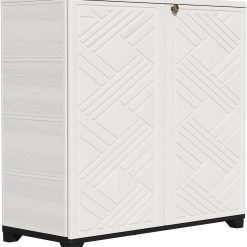 Special Indoor/Outdoor Storage Cabinet Waterproof, 34x15x34 Plastic Outdoor Storage Box for Garden Balcony Bathroom