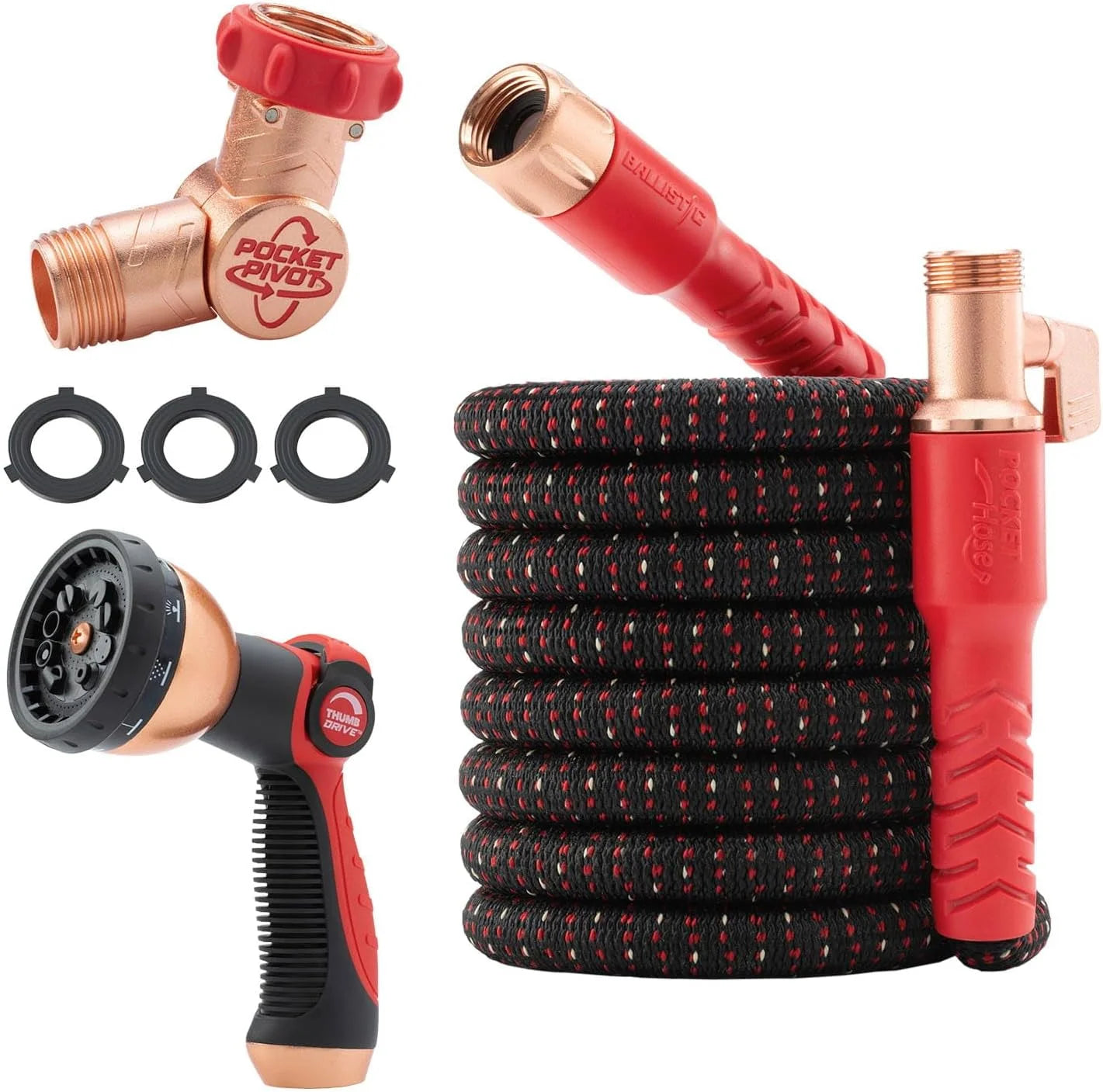 Special Pocket Hose Ballistic 50 FT Expandable Garden Hose, No-Kink, 360° swiveling pocket pivot connector - Image 2