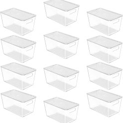 Special Clear Stackable Storage Bins with Lids and Handles, Large, BPA-free Plastic, Organize Vertically