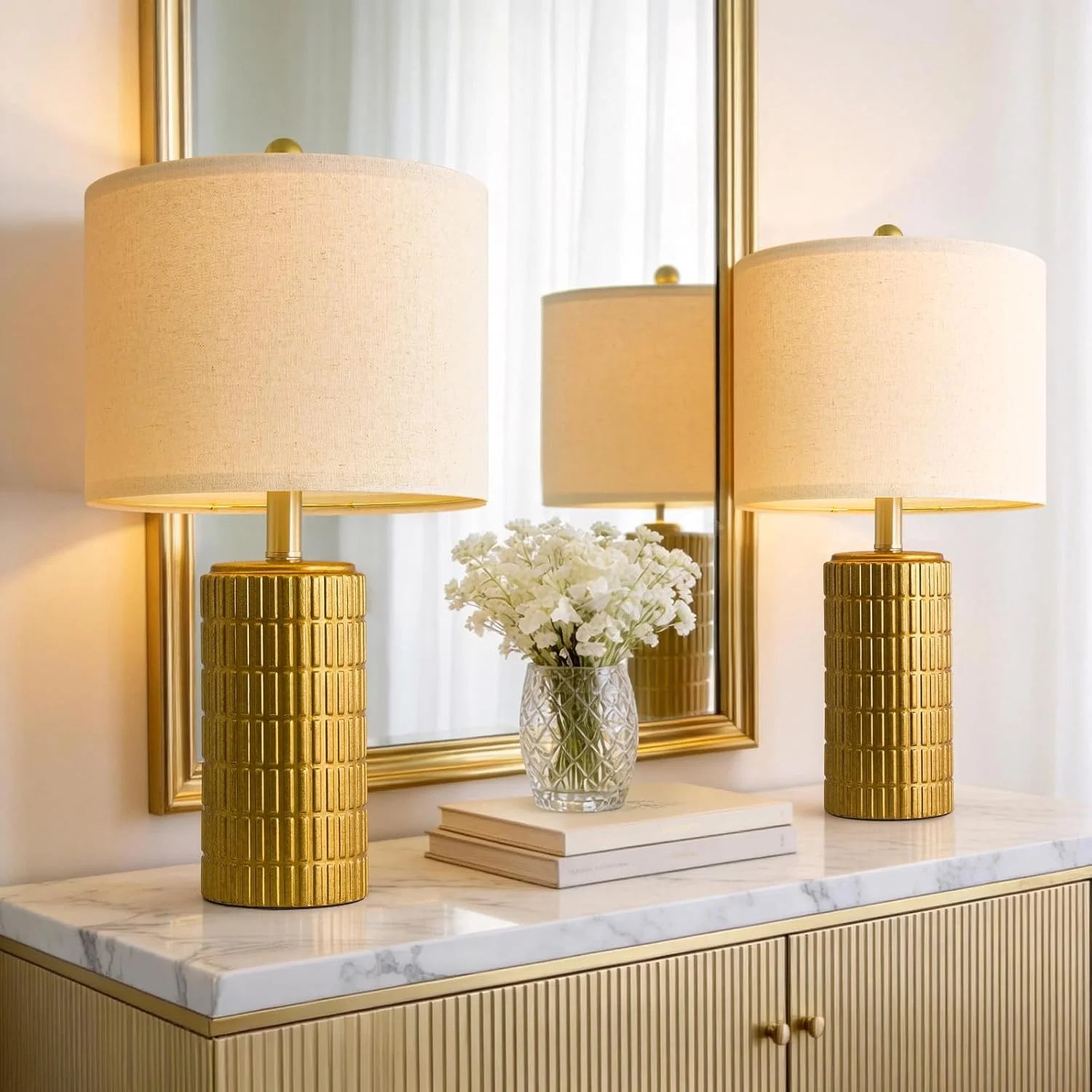 Special PoKat 20.75" Small Modern Ceramic Table Lamps Set of 2 - Image 4