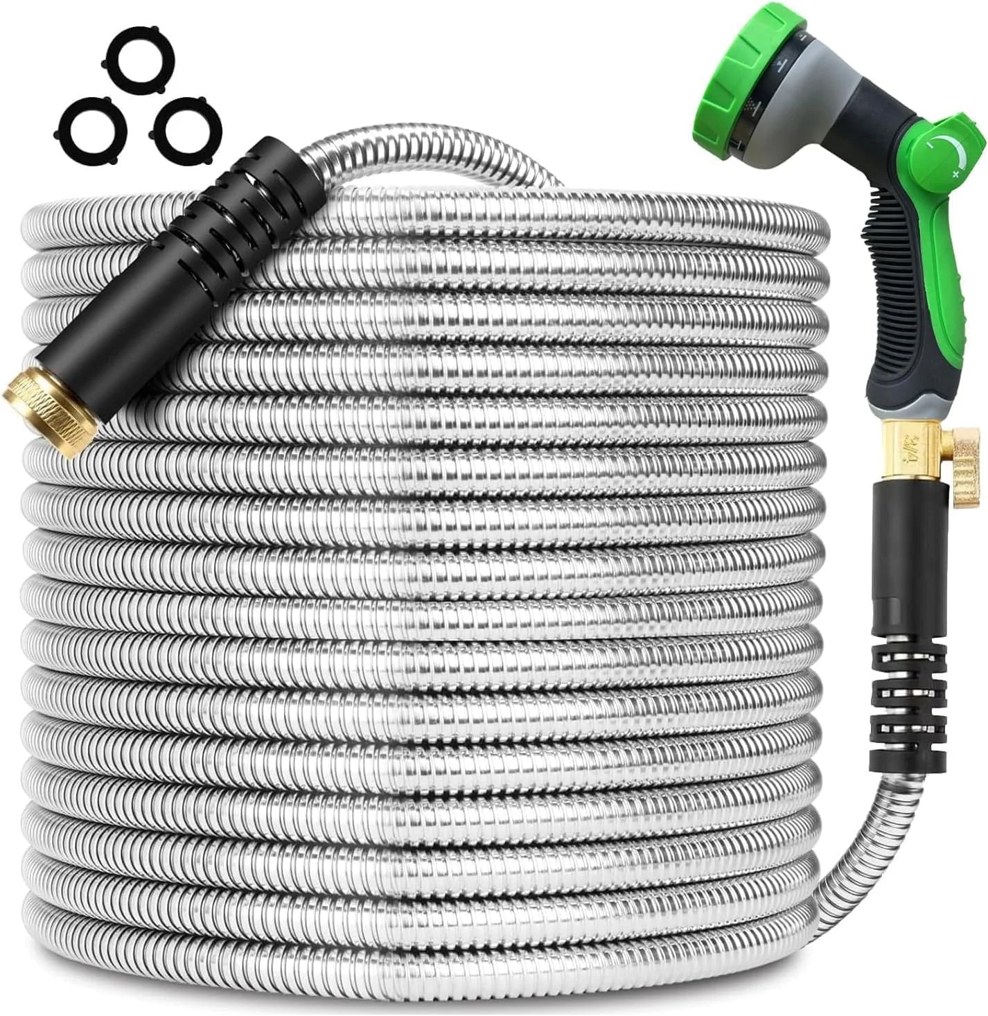 Special 200ft x 5/8 in Heavy Duty, Flexible and Lightweight Water Hose, Burst 600 psi, 3/4” Solid Metal Fittings
