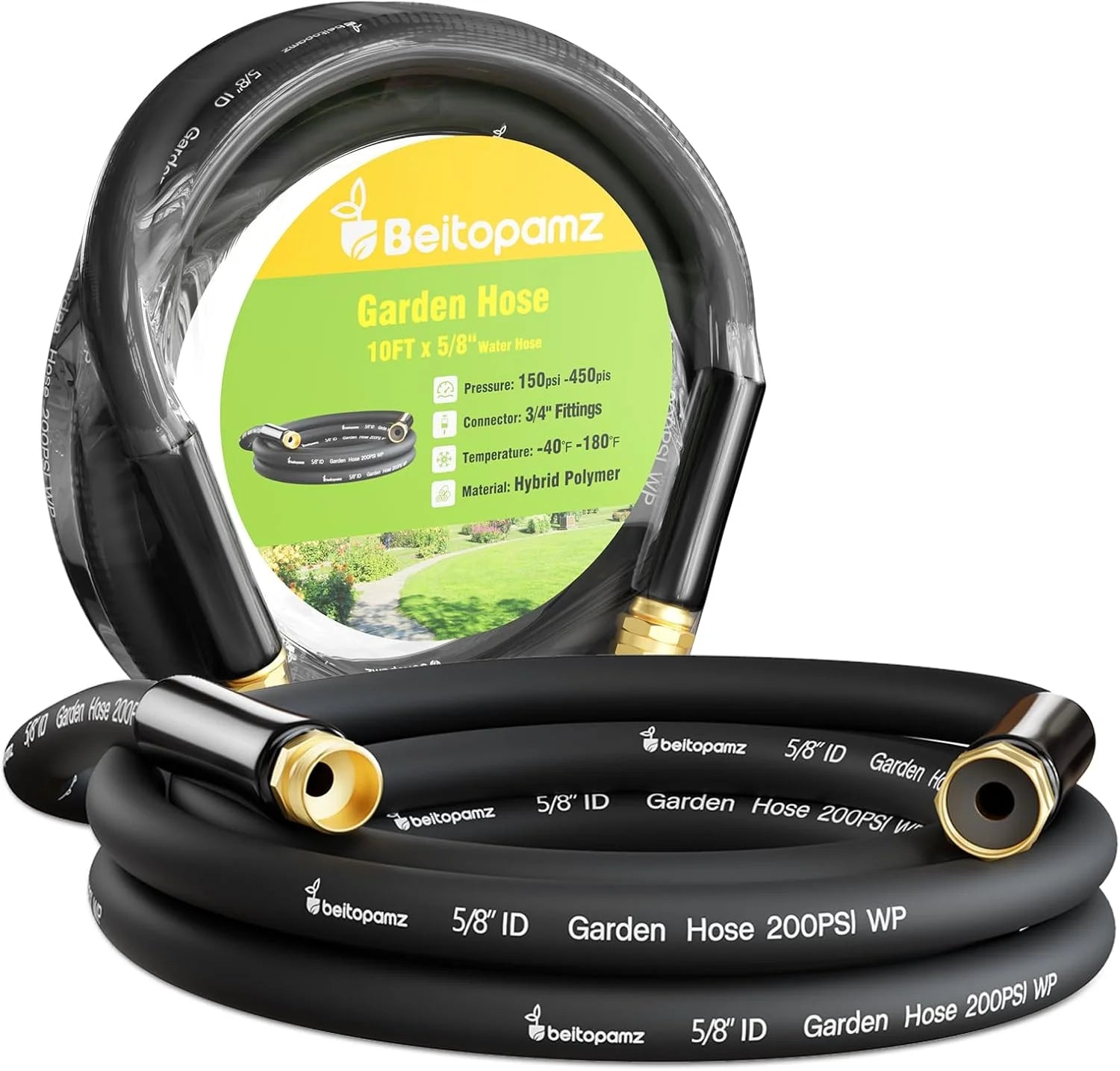 Special Beitopamz 100 ft Garden Hose, 5/8 in Heavy Duty Water Hose, Male to Female 3/4” Brass Fittings for Patio - Image 9