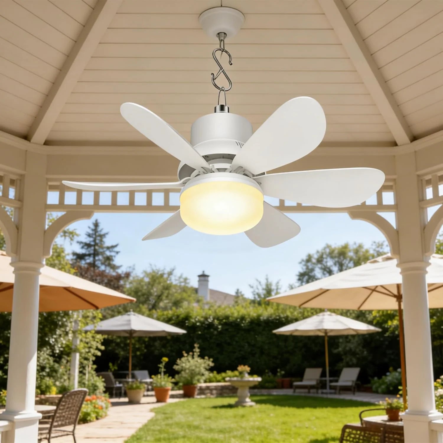 Special Fan for Gazebo with Light, 18000mAh Rechargeable Solar Powered Patio Ceiling Fan with Remote - Image 8