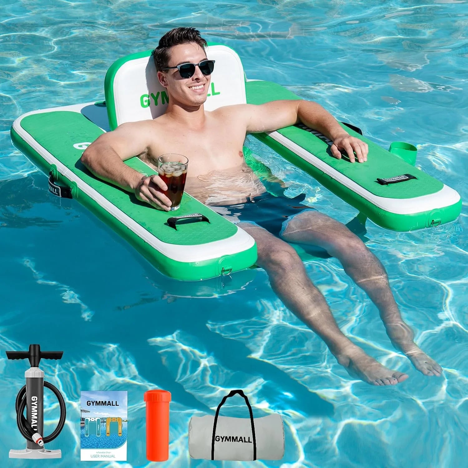 Special Inflatable Pool Lounger Float, Tanning Pool Chair Float for Adults, 53 L*43 W/ 47 Lx39 W Sunchill Floating Chair Dock - Image 5
