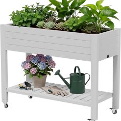 Special Bifanuo Plastic Elevated Planter Box with Legs & Wheels