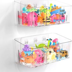 Special Bath Toy Storage 2 Packs, Large Bath Toy Holder, 3 Compartments, Quick-Dry, BPA-Free Bathtub Toy Organizer
