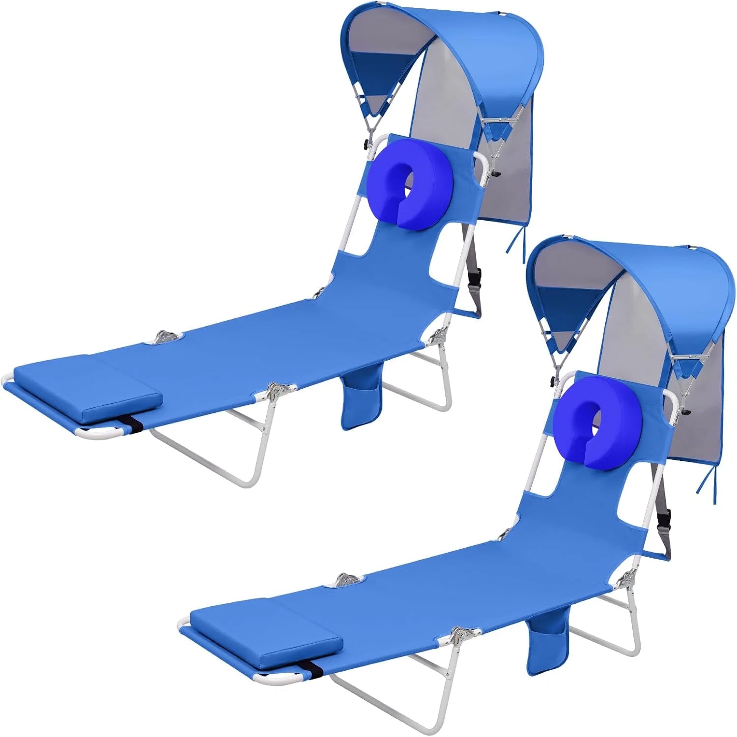 Special Beach Tanning Lounge Chair with Canopy Shade Face Hole Padded Adjustable Washable, 6 Position Layout Chair - Image 5