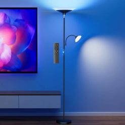 Alternative view of Special SIBRILLE Upgraded 2-in-1 Torchiere Floor Lamp, Dimmable, Black Modern Corner Lamp for Living Room Bedroom Office