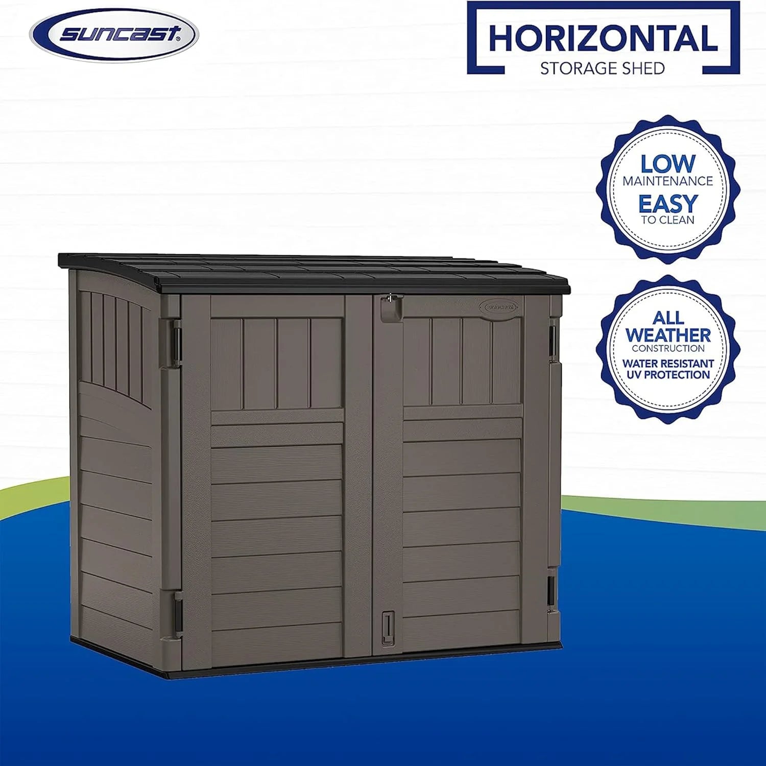 Special 34 Cu Ft Horizontal Storage Shed, Resin, Lockable, Stoney Black - Image 3