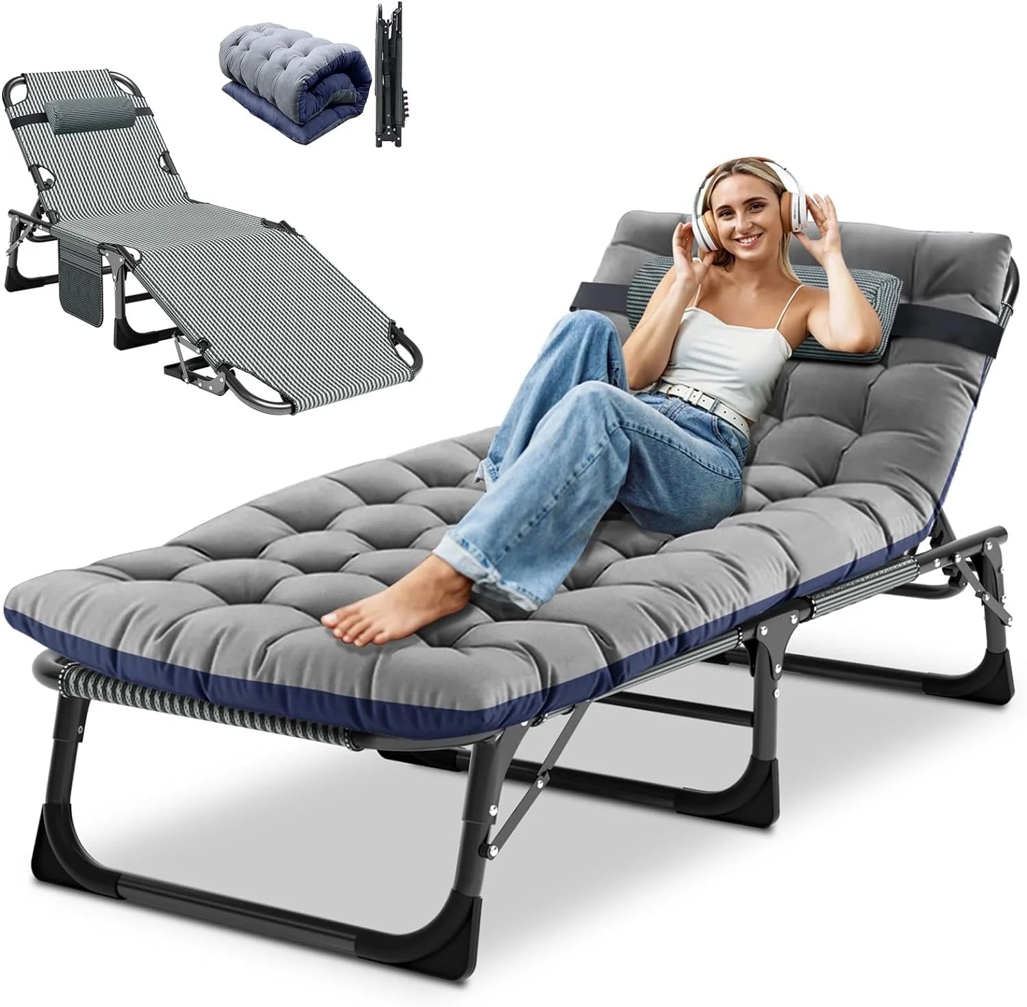 Special DoCred Heavy Duty Chaise Lounge Chair, Adjustable 5-Position Folding Chaise Lounge Chairs for Outside - Image 7