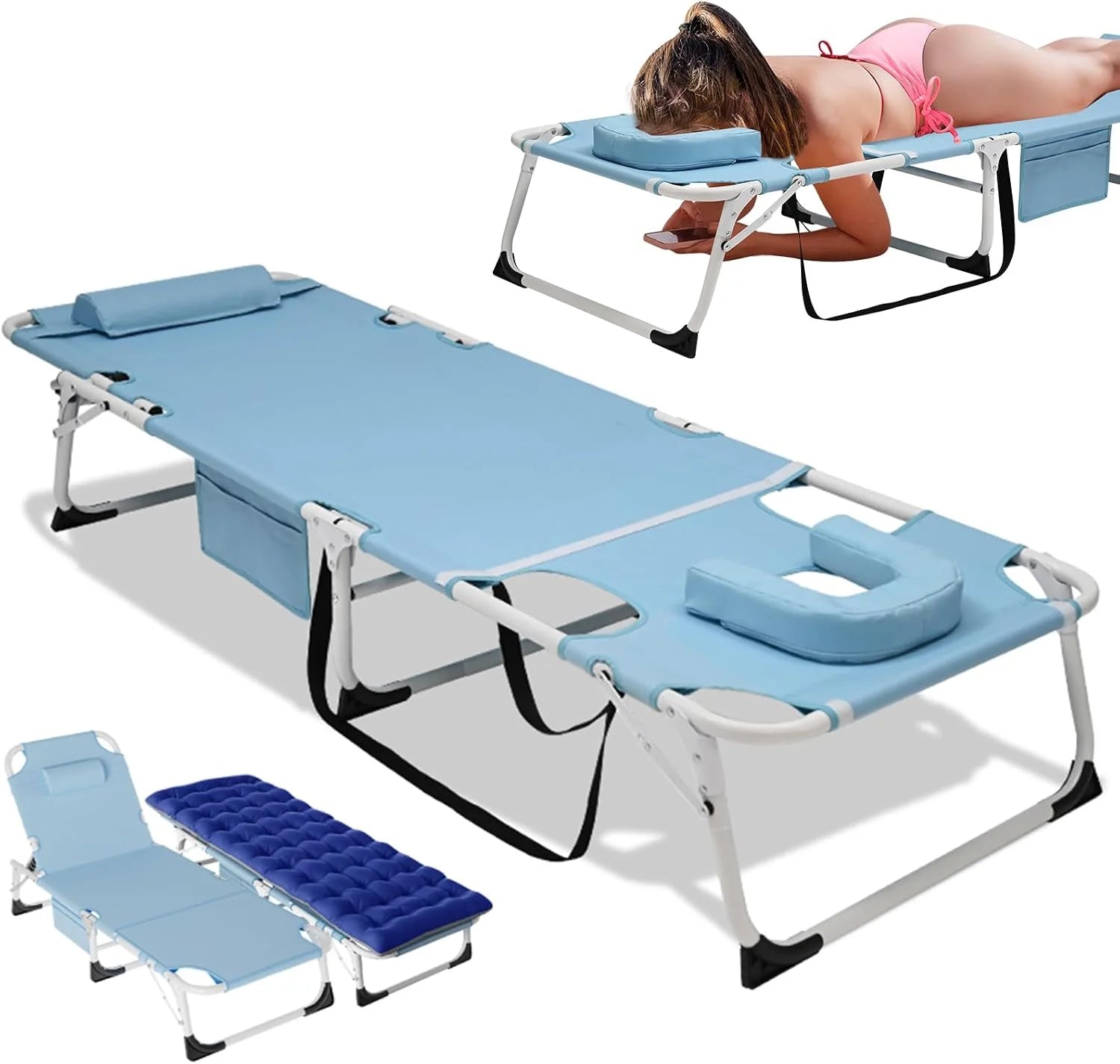 Special DoCred Heavy Duty Chaise Lounge Chair, Adjustable 5-Position Folding Chaise Lounge Chairs for Outside - Image 8