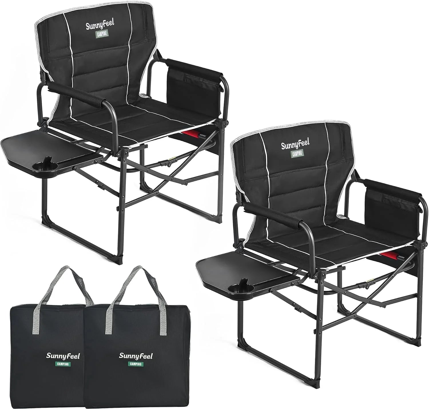 Special SUNNYFEEL Camping Directors Chair, Heavy Duty, Oversized Portable Folding Chair with Side Table - Image 19