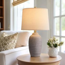 Alternative view of Special 24.5 Vintage Ceramic Table Lamp Single-Rustic Boho Accent Nightstand Lamps