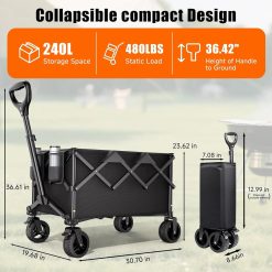 Special Collapsible Wagon Cart, 480lbs Heavy Duty Wagon with All-Terrain Wheels