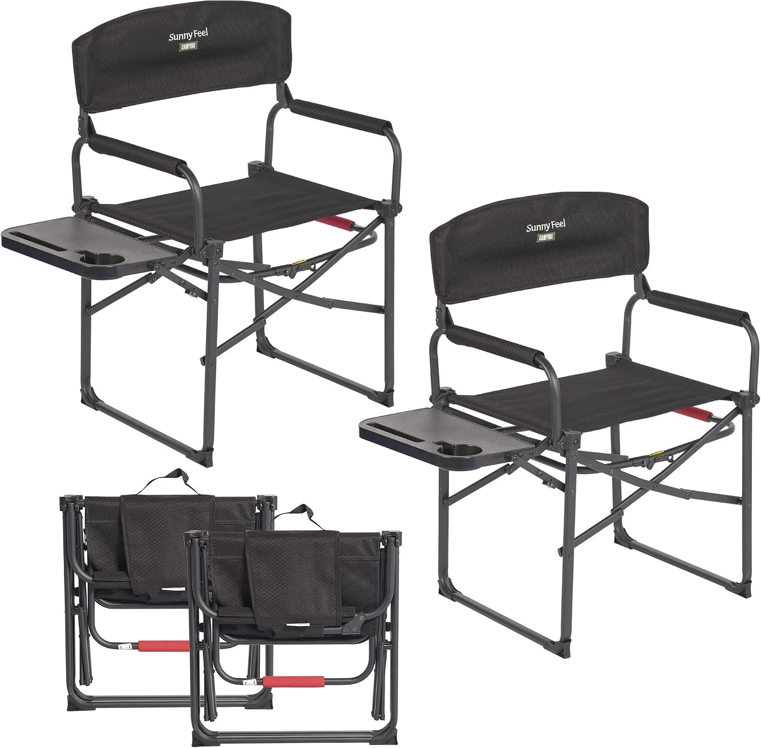 Special SUNNYFEEL Camping Directors Chair, Heavy Duty, Oversized Portable Folding Chair with Side Table - Image 6