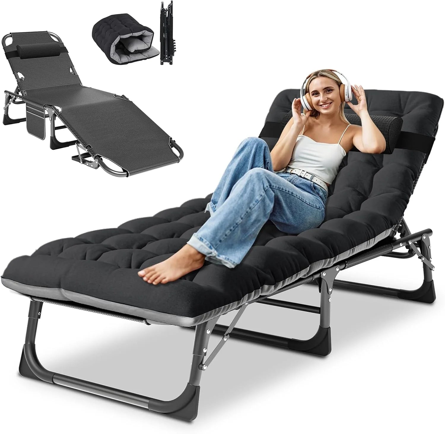 Special DoCred Heavy Duty Chaise Lounge Chair, Adjustable 5-Position Folding Chaise Lounge Chairs for Outside - Image 13