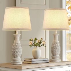 Alternative view of Special EJIAXIN Table Lamps Set of 2-21.6 Resin Farmhouse Bedside Lamps for Bedroom Living Room, Rotary Switch