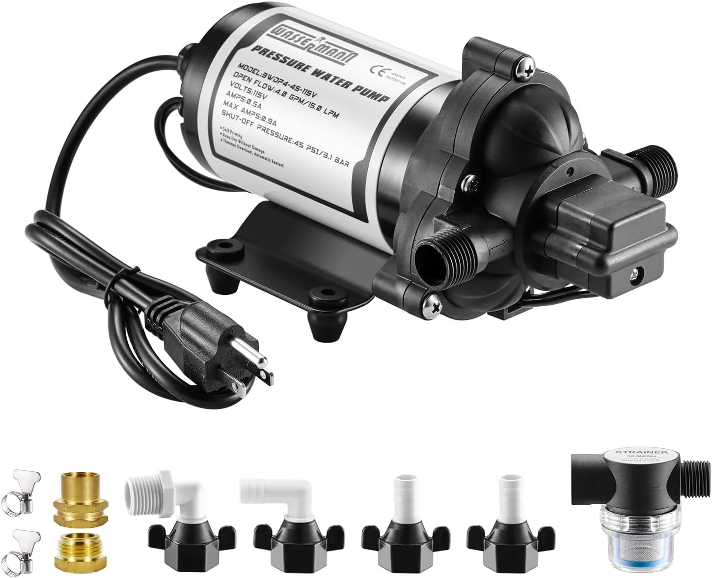 Special WASSERMANN RV Pump, 12V Self-priming RV Water Pressure Pump 4.0GPM 45PSI with Pressure Switch - Image 3