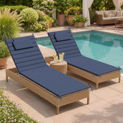Alternative view of Special Crestlive Products Chaise Lounge Cushion Outdoor Set of 2, Foldable Water Resistant Pool Lounge Chair Cushions