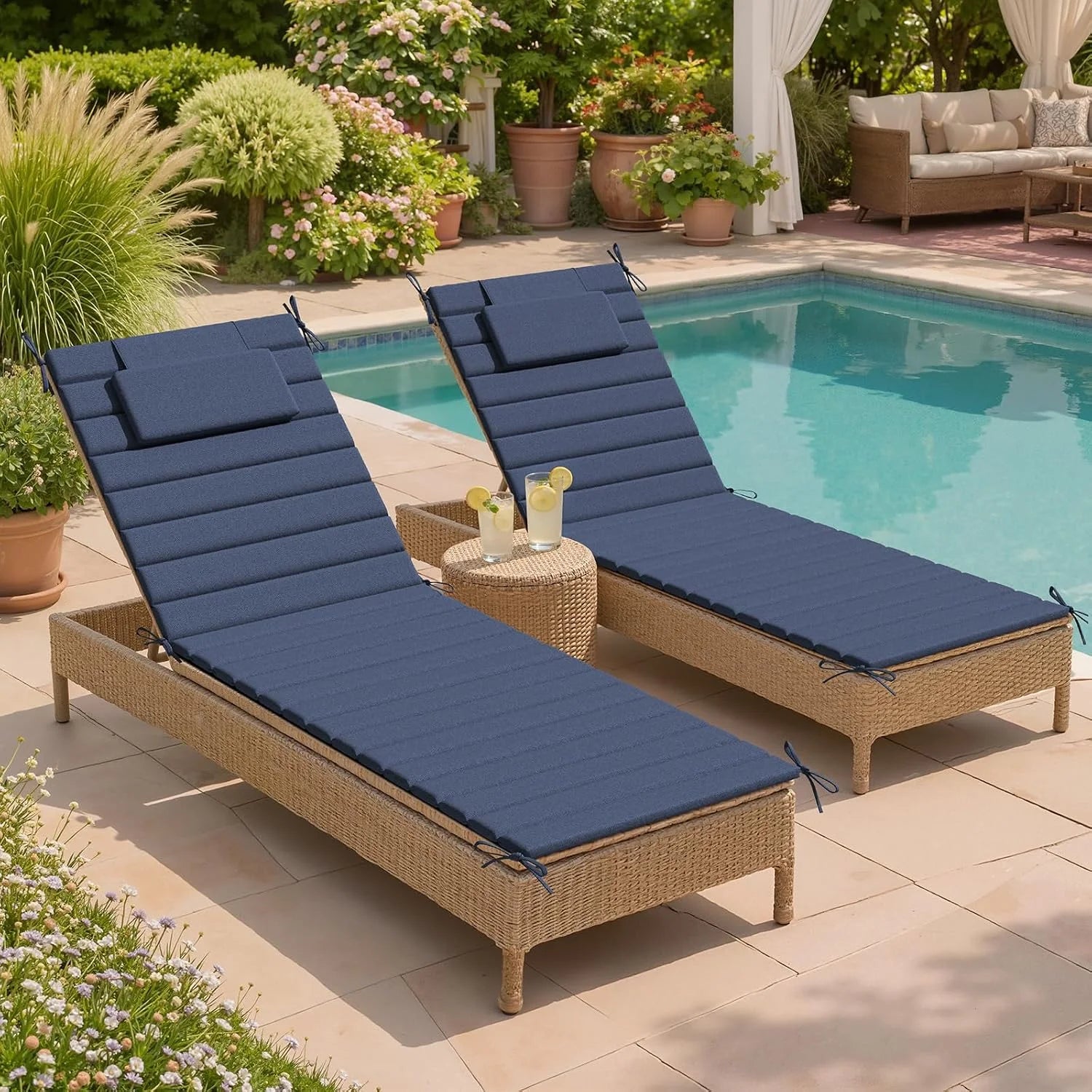 Special Crestlive Products Chaise Lounge Cushion Outdoor Set of 2, Foldable Water Resistant Pool Lounge Chair Cushions - Image 2