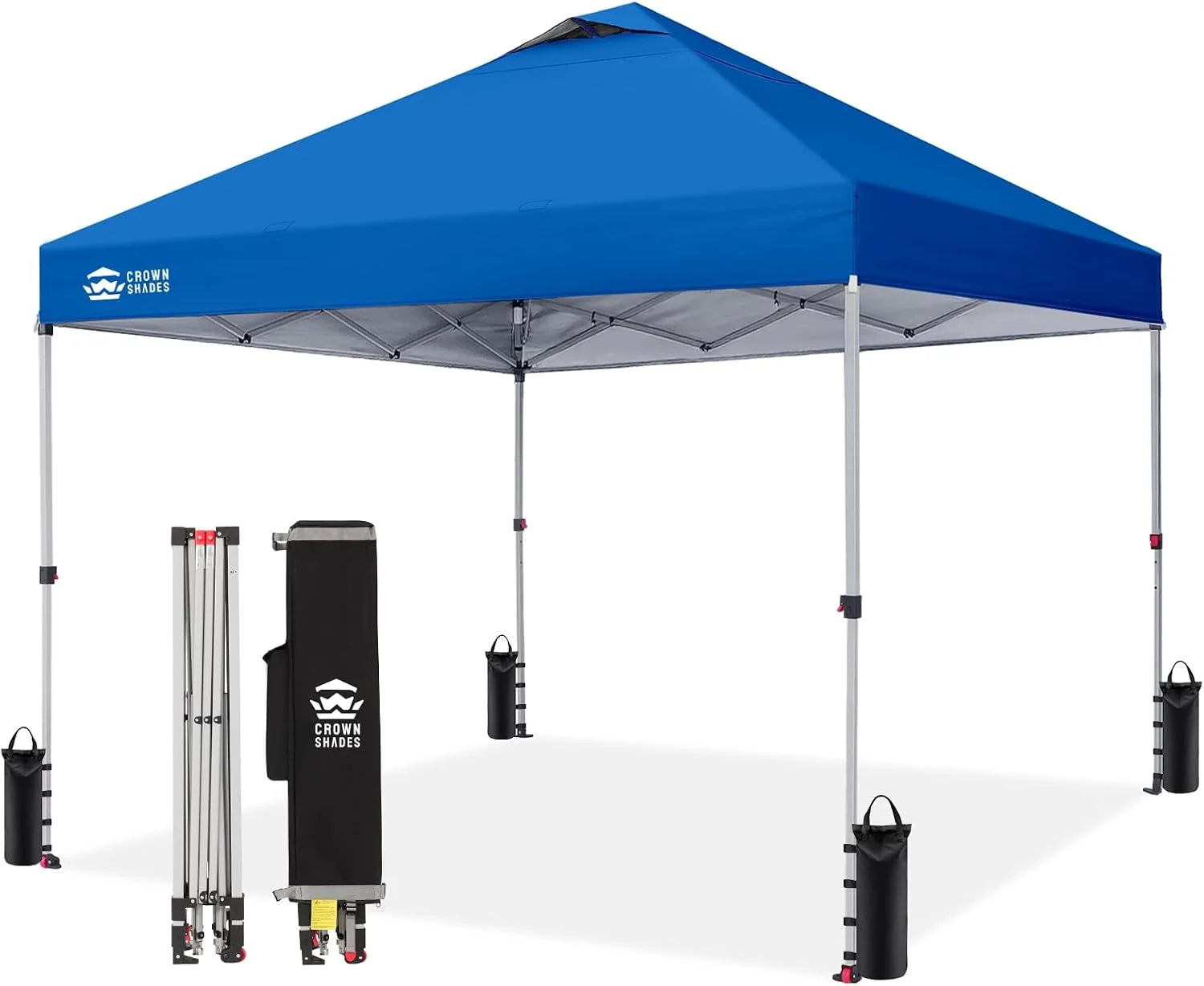 Special CROWN SHADES 10×10 Pop Up Canopy, Patented CenterLok One Push Tent Canopy, 8 Stakes, 4 Ropes (10×10