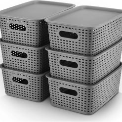 Alternative view of Special Plastic Storage Baskets Bins With Lid Organizing Container Lidded Knit Storage Organizer Bins for Shelves Drawers