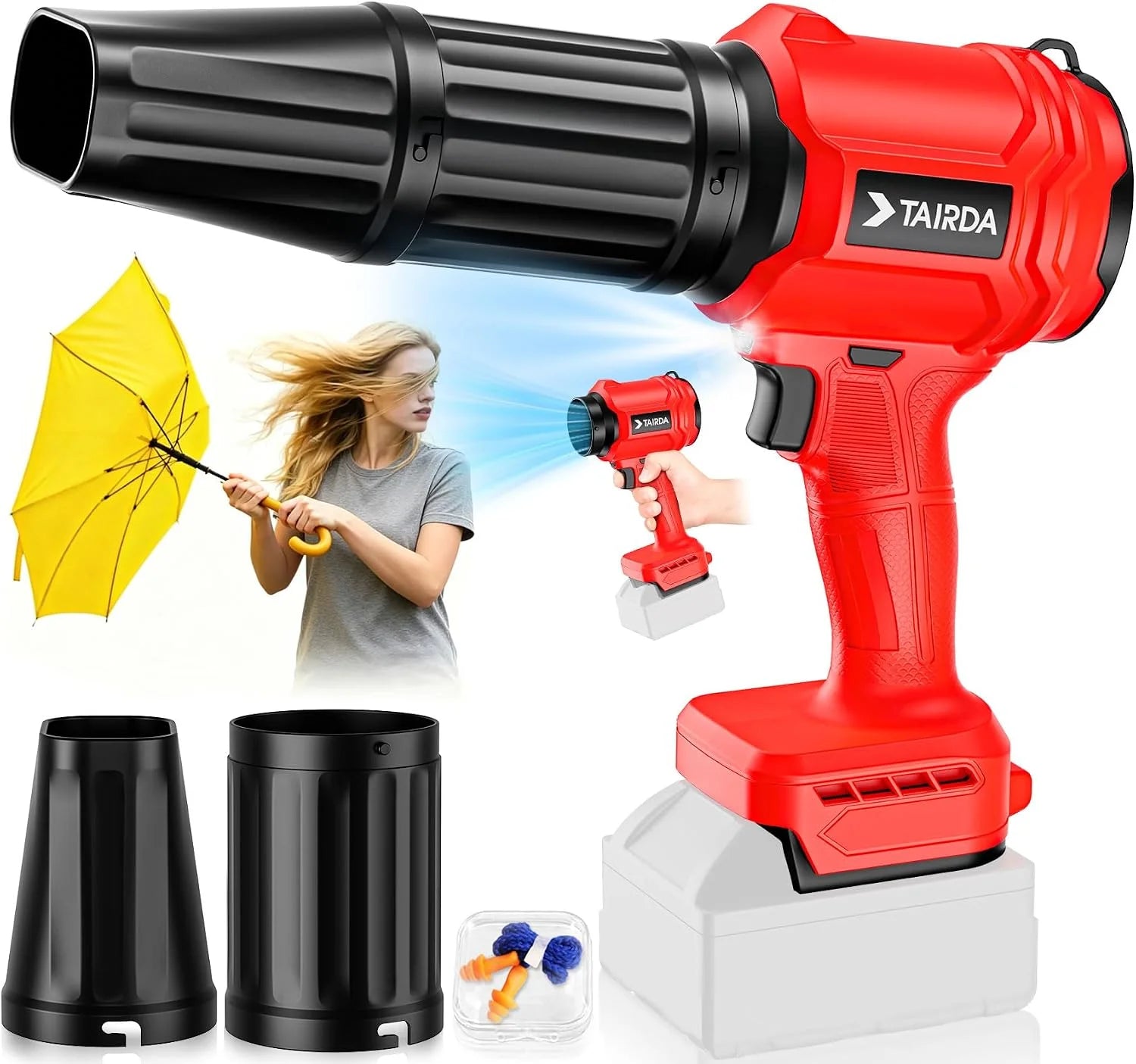 Special TAIRDA Cordless Leaf Blower Compatible for Dewalt 20V Battery(NO Battery), Mini Turbo Jet Blower with 2 Nozzles - Image 3