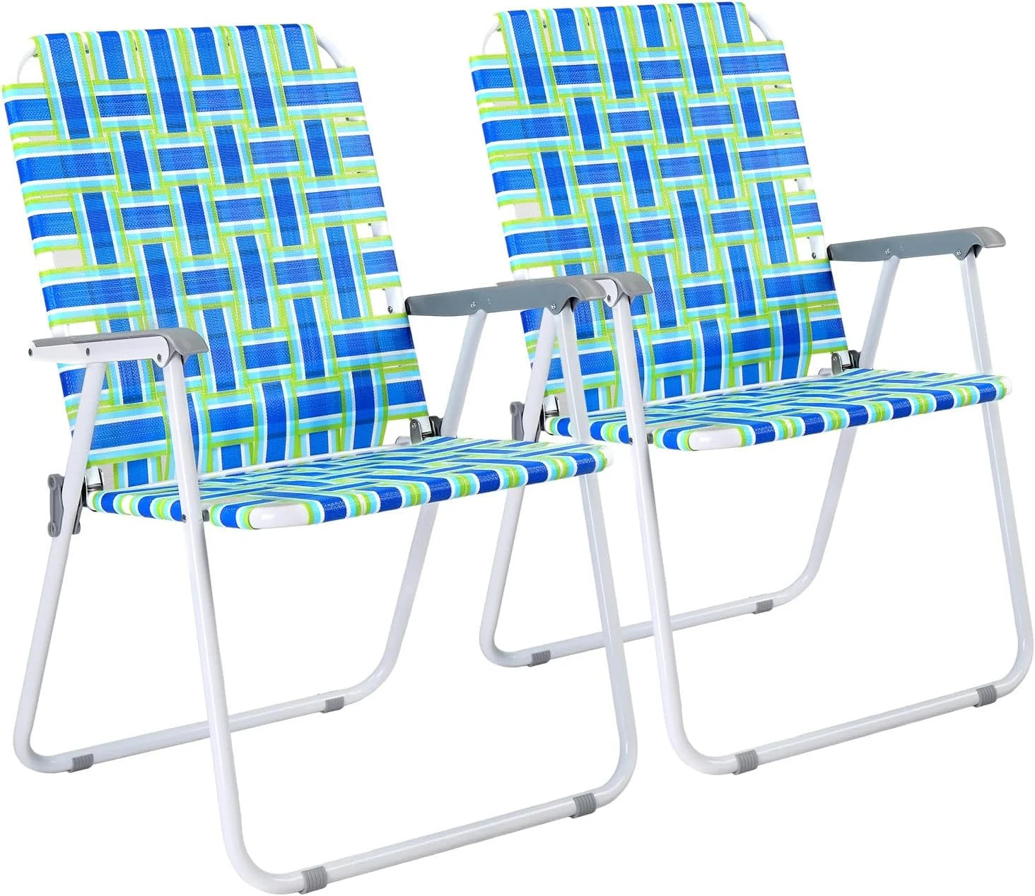 Special Patio Lawn Webbed Folding Chairs Set of 2, Outdoor Beach Portable Lawn Chair Camping Chair Beach Chair for Yard - Image 5