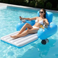 Special Inflatable Motorized Pool Floats for Adults, Rechargeable Pool Lounger with Dual Motors & 2 Storage