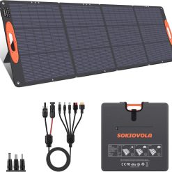 Special SOKIOVOLA N-Type 16BB 220W Portable Solar Panel for EF/Jackery/Bluetti/Anker Power Station, IP68 Waterproof Foldable