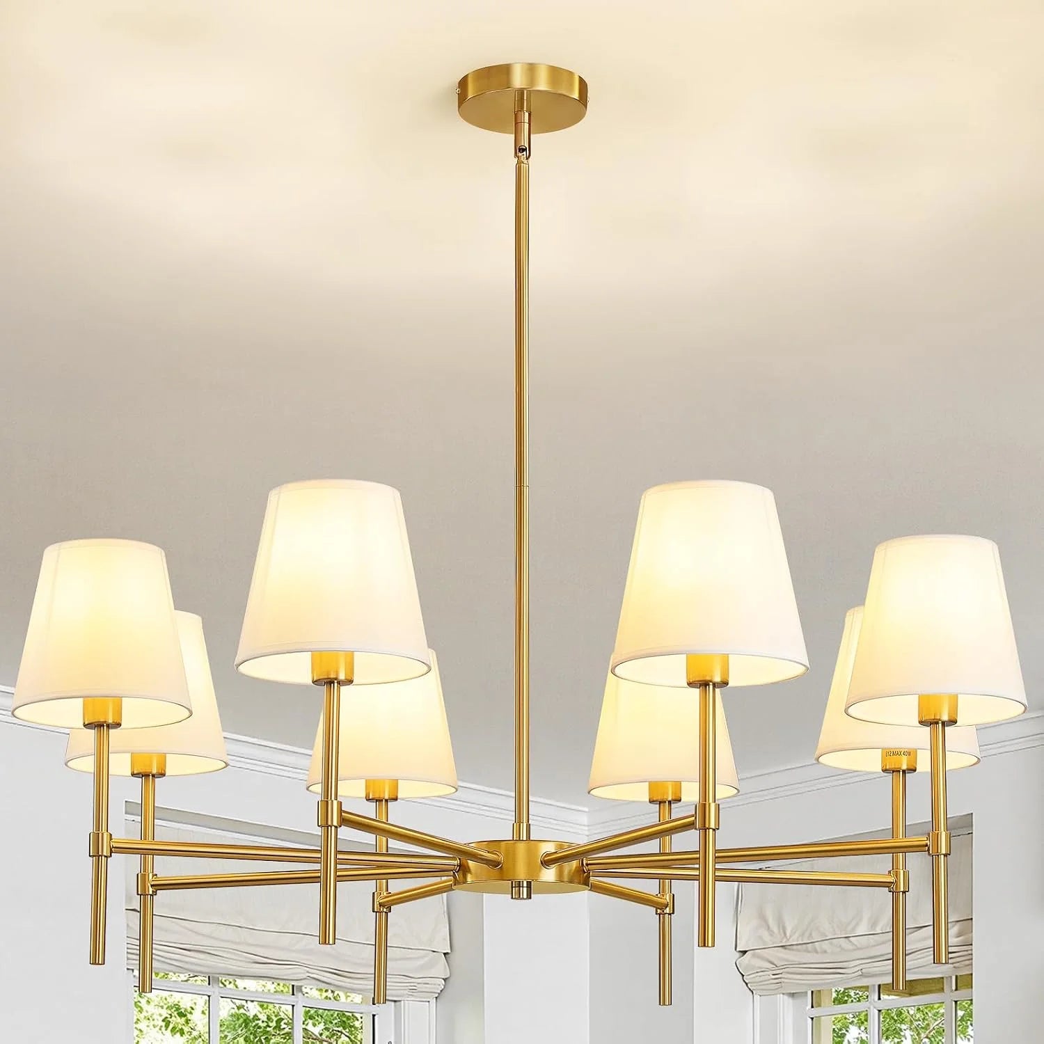 Special Dining Room Chandeliers Light, 5-Light Gold Modern Chandeliers Light Fixtures with White Fabric Shade - Image 4