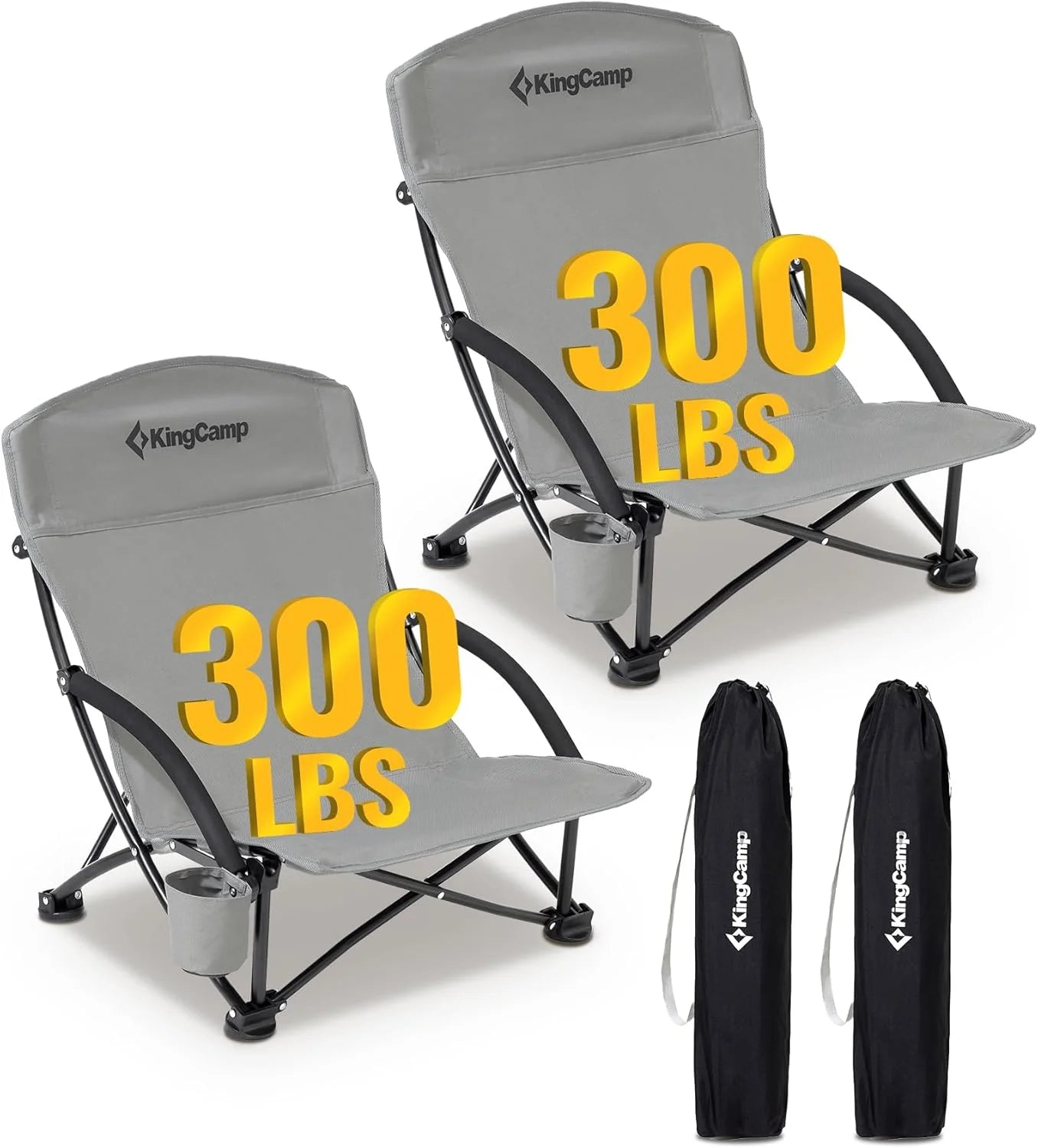 Special KingCamp Low Beach Chairs 2 Pack, Folding Portable Chair for Adults lightweight Extra Wide Ergonomic High Back Seat - Image 3