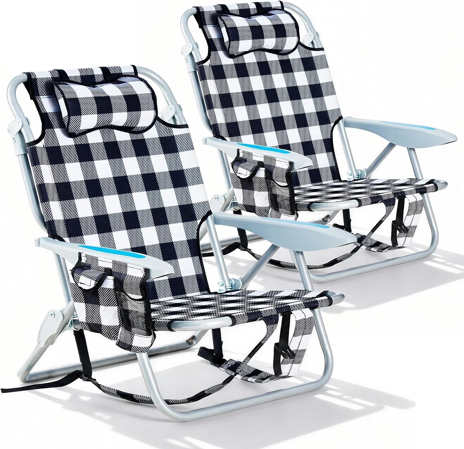 Special 2 Pack Lightweight Portable Camping Beach Chair for Adults, Outdoor Lay Flat Folding Beach Chairs with 5 - Image 3
