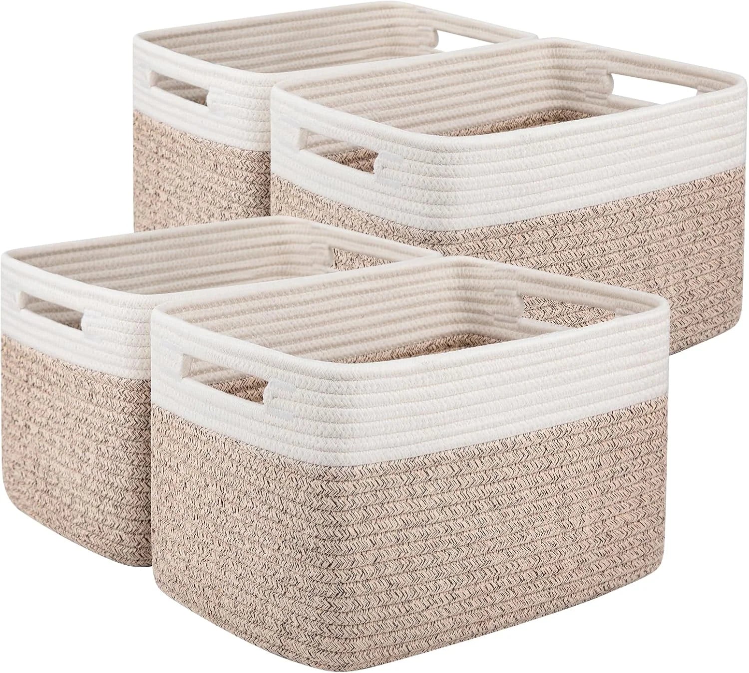 Special 4 Pack Storage Basket, 13x9x7.8 Cotton Rope Baskets for Shelves, Closet Organizer for Bedroom & Living Room, Soft - Image 3