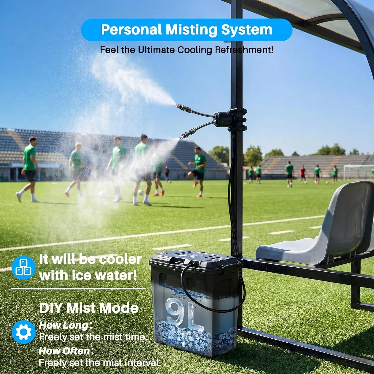 Special Portable Misting System, Battery Powered Outdoor Water Mister with 9L Bucket & Rechargeable Pump (Consecutive 8Hrs) - Image 3