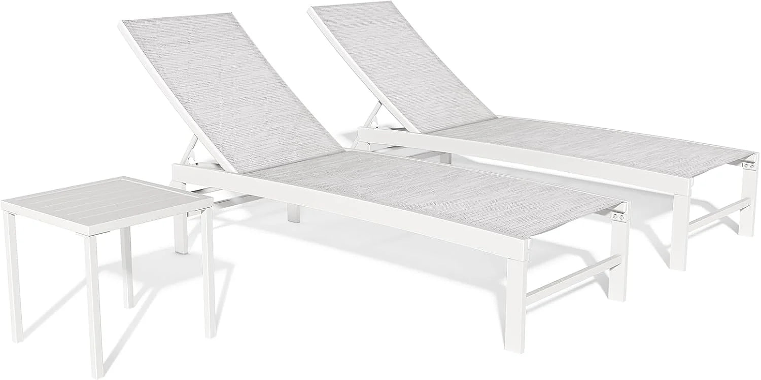 Special Products Lounge Chair Outdoor Set of 2, Metal Pool Chaise Lounge Chairs, Adjustable Five-Position Tanning - Image 15