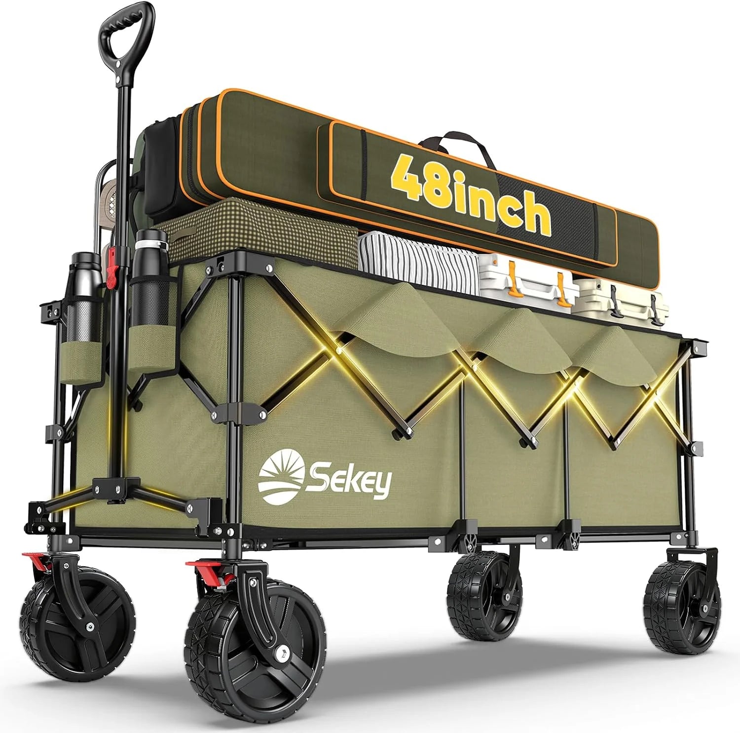 Special Sekey 48鈥滾 Collapsible Foldable Extended Wagon with 660lbs Weight Capacity - Image 3